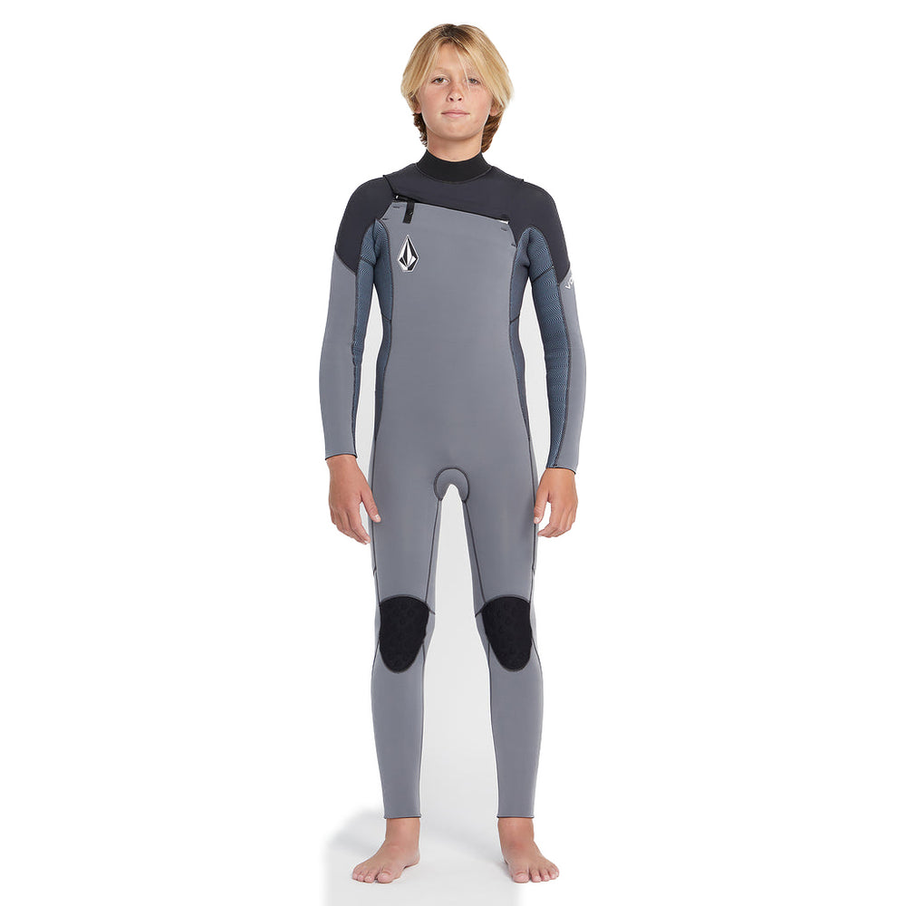 3/2 Boys Volcom Long Sleeve Chest Zip Full Wetsuit - Charcoal **1-2 WEEKS 🚚**