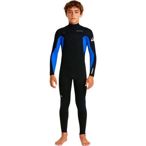 4/3 Boy's Quiksilver Everyday Sessions Chest Zip Wetsuit - Black/Blue - Surf Ontario