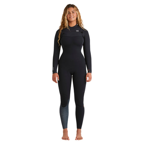 4/3mm Women’s Billabong Furnace Natural Chest Zip (Orange logo) - Surf Ontario