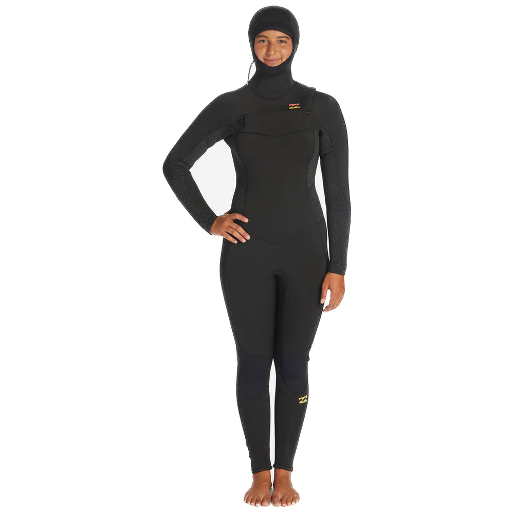 5/4mm Women’s Billabong Synergy Hooded Chest Zip Full Wetsuit -  WILD BLACK - BKYH6