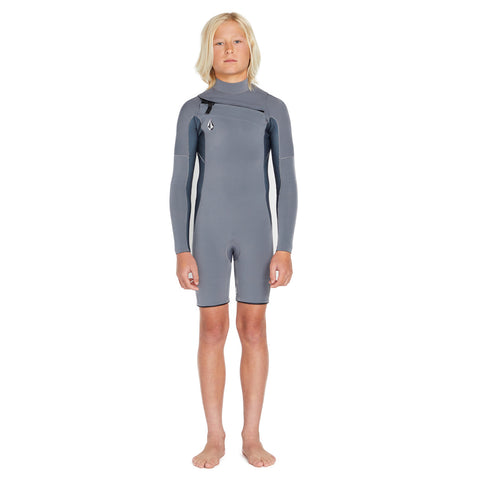 2mm Big Boys Volcom Modulator Chest Zip Long Sleeve Springsuit - Charcoal - USED* 🏷️ - Surf Ontario