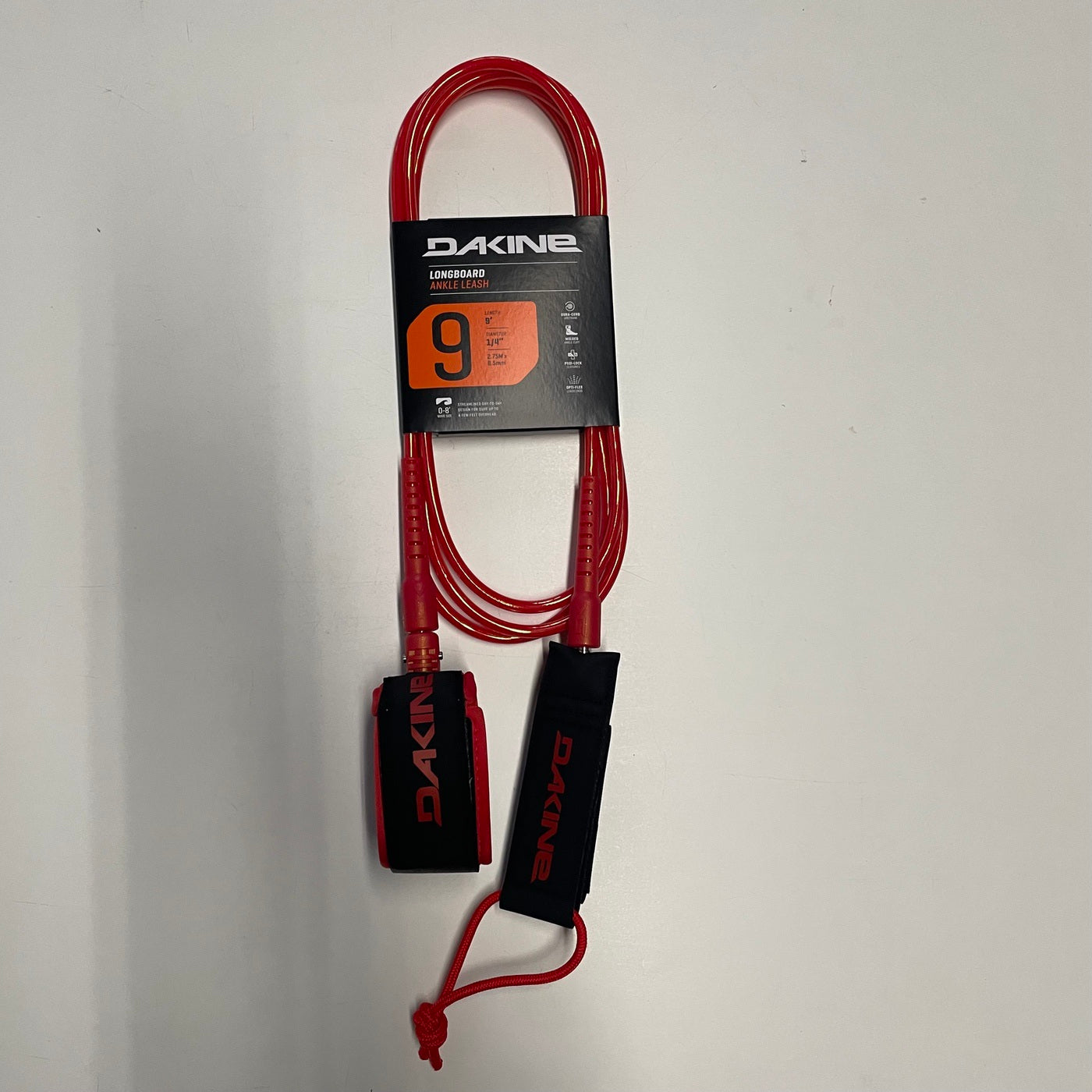 Leashes - Dakine - Longboard Ankle 9' X 1/4"' Leash - Scarlet/Flame - Surf Ontario