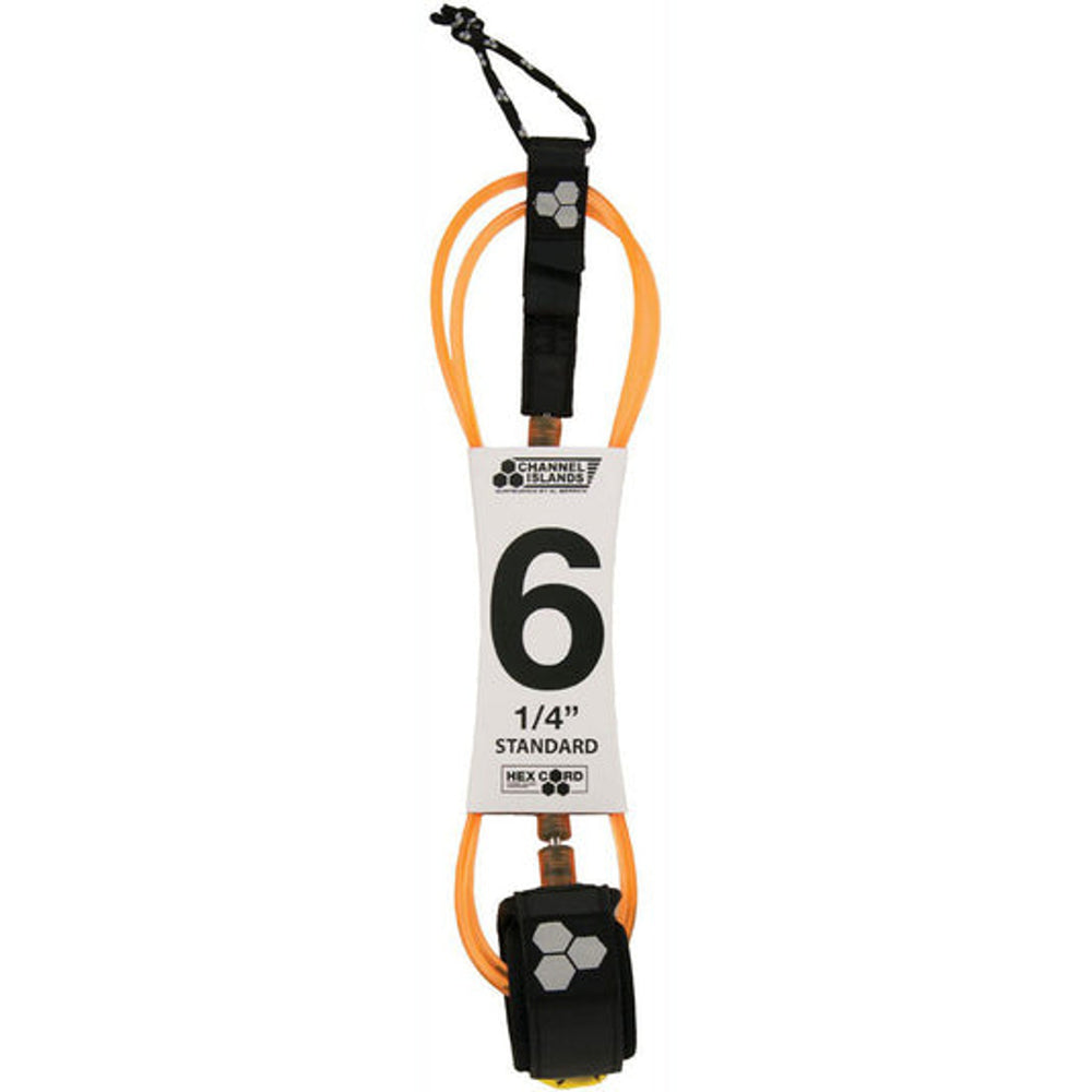 Leash - Channel Islands - 6' 1/4 Hex Cord Leash Orange