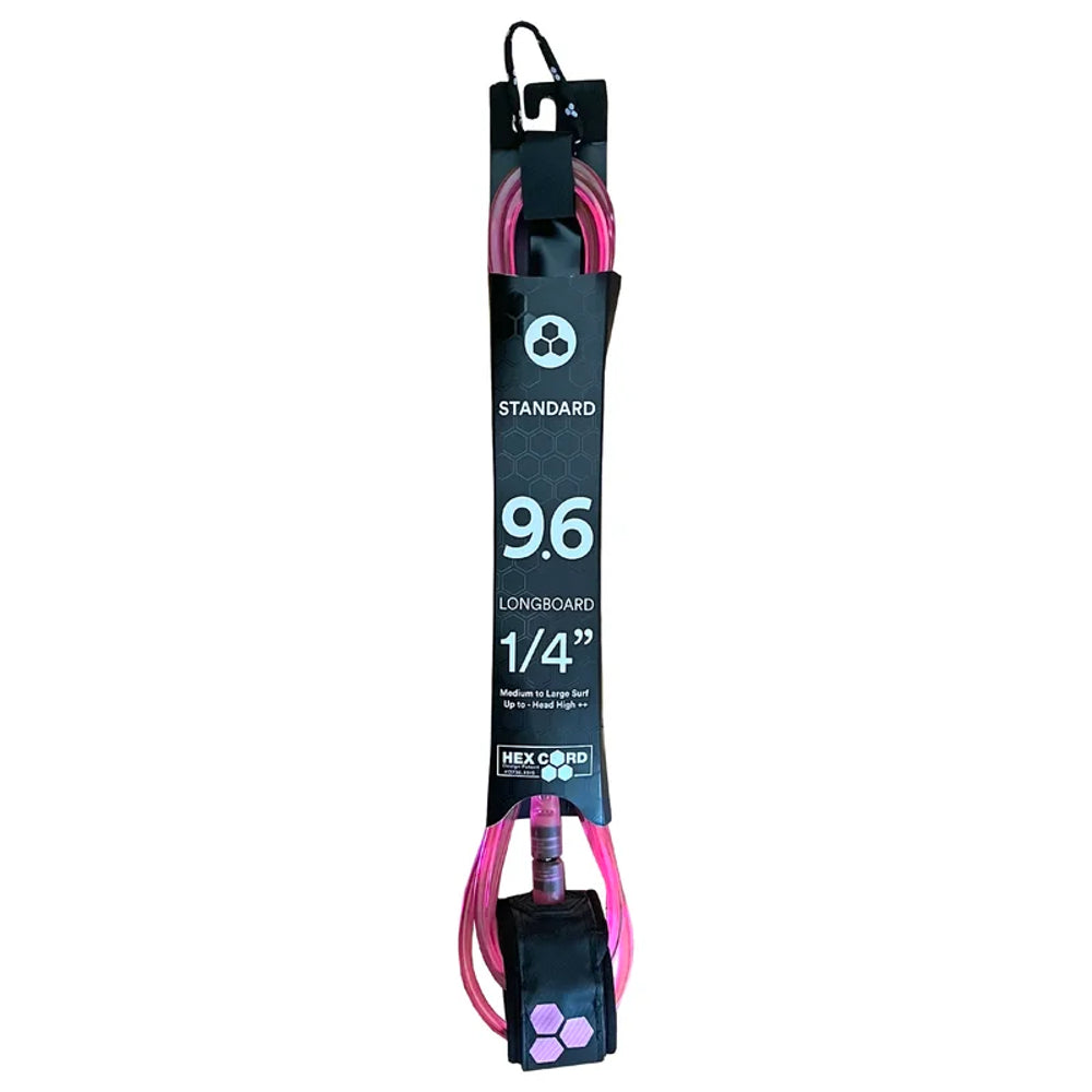 Leash - Channel Islands - 9'6 1/4 Hex Cord Standard Leash - Pink