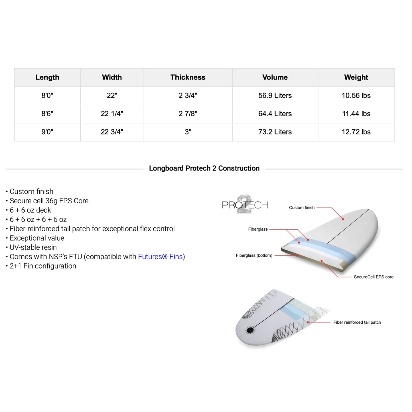 
                  
                    NSP - Protech 2 Long 8'6 White **1-2 WEEKS 🚚**
                  
                