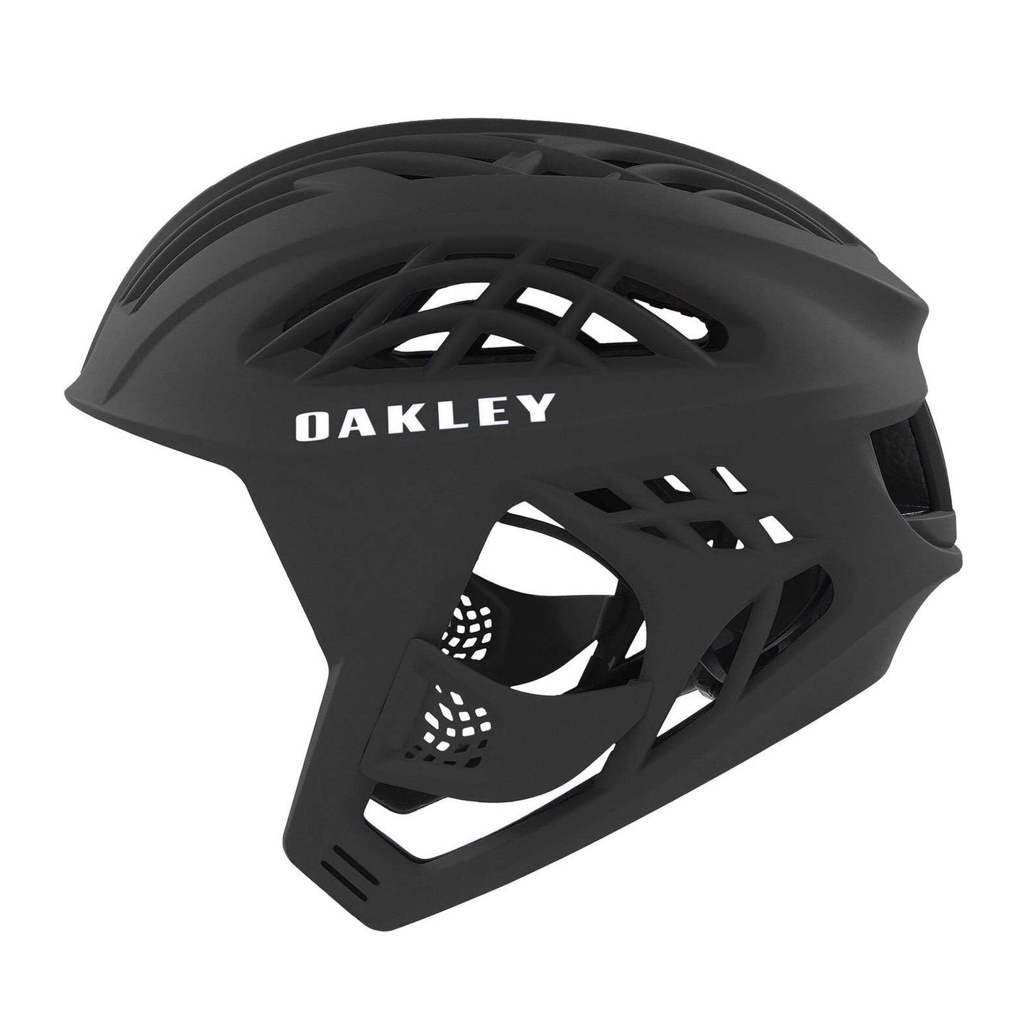 Black Oakley helmet on a white background