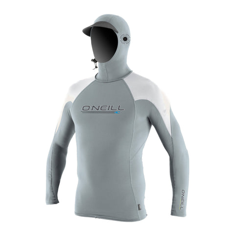 O'Neill Premium Skins O'Zone L/S Rash Guard W/ Hood - Cool grey white/white - Surf Ontario