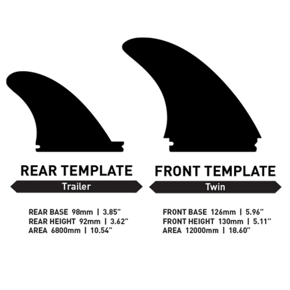 
                  
                    Endorfins TWIN -  Machado 2 + 1 Fin Set - single tab (SCREWS INTO FUTURES FIN BOX)
                  
                