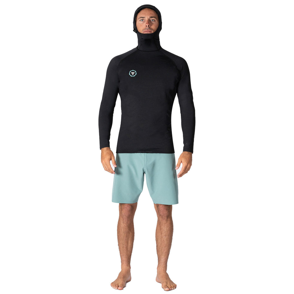Rashie - Vissla WARM SEAS ECO HOODED - Long sleeve - LYCRA - Black