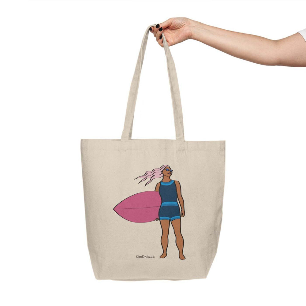 
                  
                    Tote Bag - Surfer with Pink Board, Blue Suit
                  
                