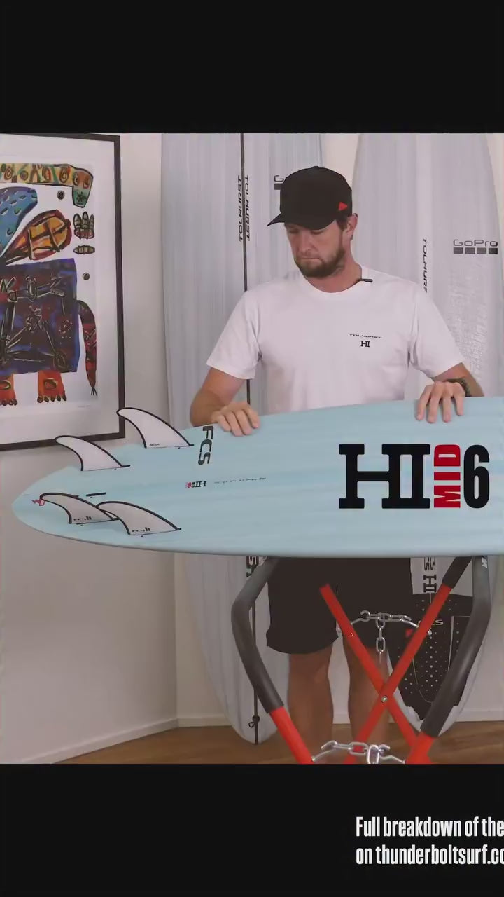 
                  
                    Load and play video in Gallery viewer, Harley Ingleby Mini Moe 6&amp;#39;10&amp;quot; Light Blue 5 FCS
                  
                