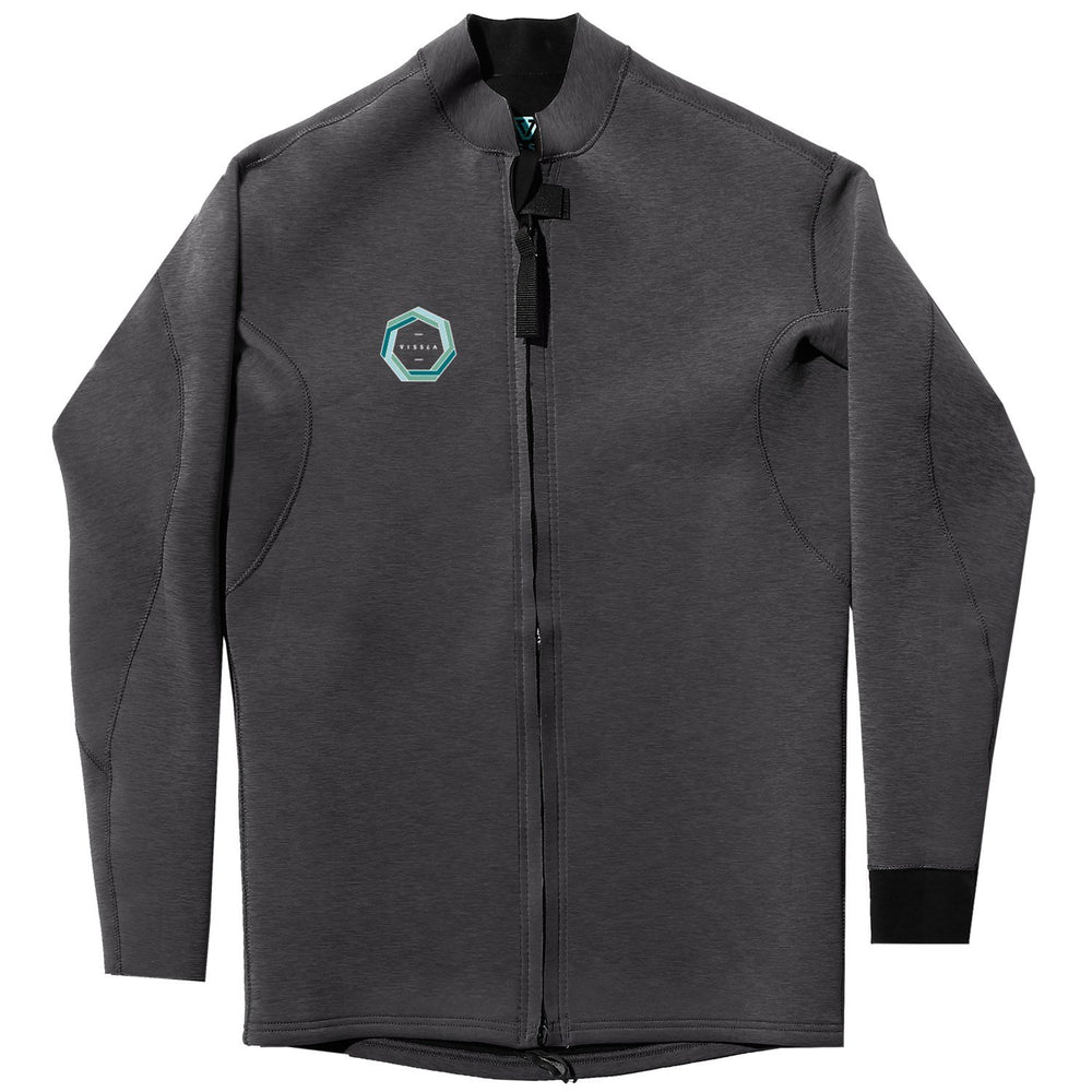 2mm Mens Vissla Drainer Front Zip Jacket - BLH - Black Heather