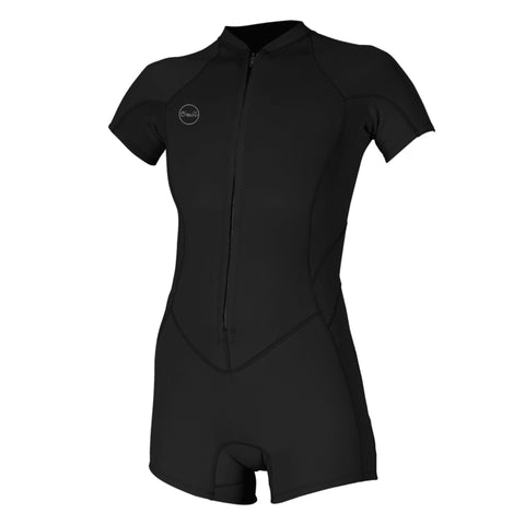 2/1 mm Springsuit Womens O'Neill BAHIA Front Zip - Black/Black - Surf Ontario