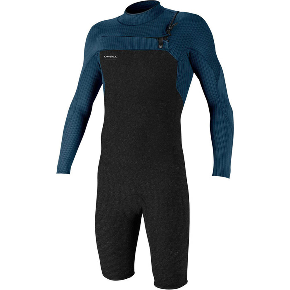 2mm Mens O'Neill HYPERFREAK Chest Zip Long Sleeve Springsuit - HH8 Gunmetal/Cadet Blue