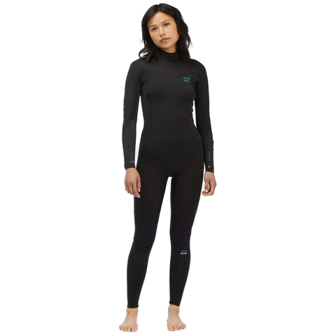 4/3 Women's Billabong Synergy Back Zip Full Wetsuit -  Black palms - Surf Ontario