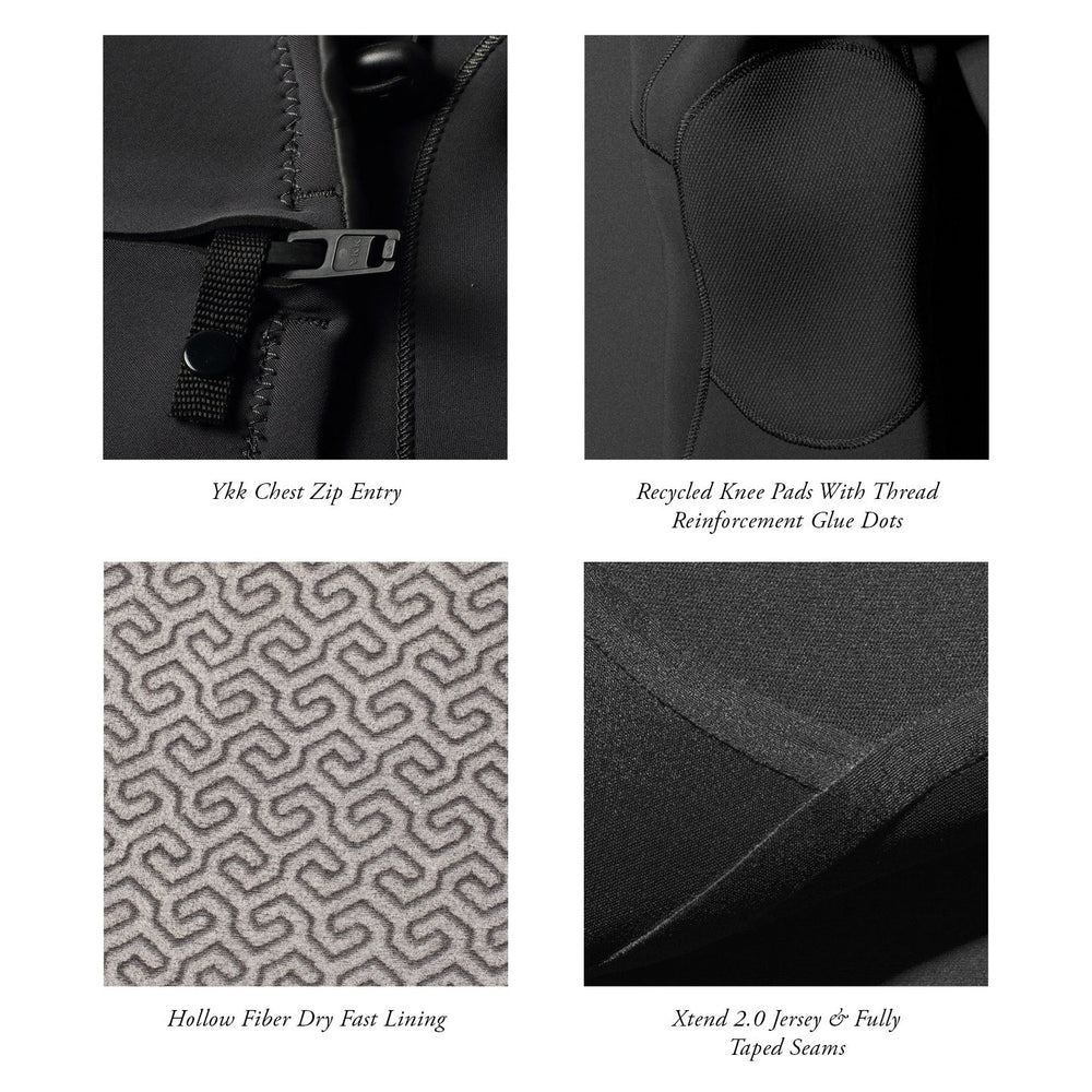 5/4 Mens Vissla 7 Seas Hooded Full Suit - Black with blue liner