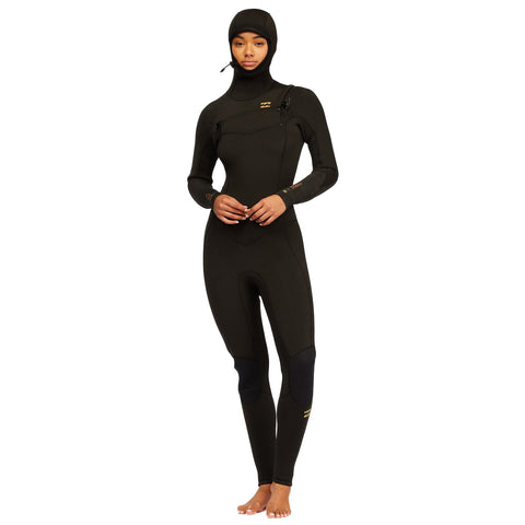 5/4mm Women’s Billabong Synergy Hooded Chest Zip Full Wetsuit - Black Tie Dye - Surf Ontario