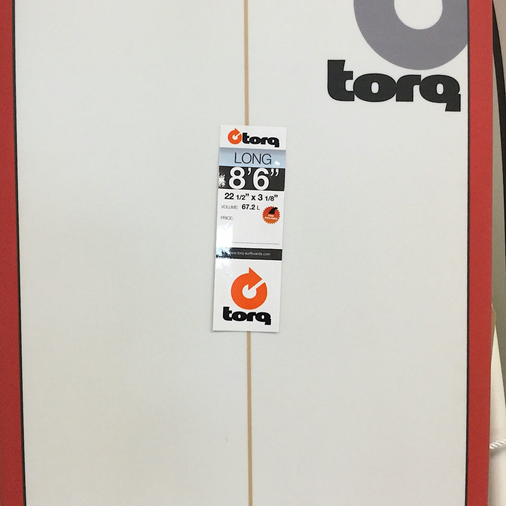 
                  
                    Torq LONGBOARD 8’6 Pinline - Red rails and white deck
                  
                