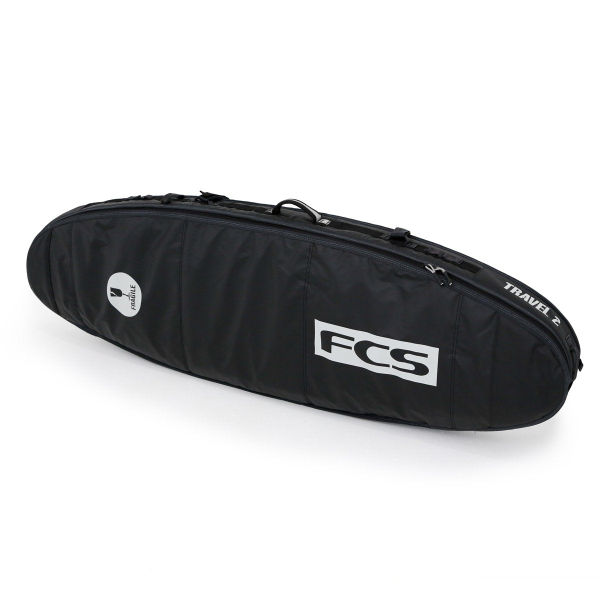 サーフィン・ボディボード FCS / 6ft 3 Double Travel Fun Board Bag FCS board bag - Travel 2 Hybrid/Funboard bag Black-Grey