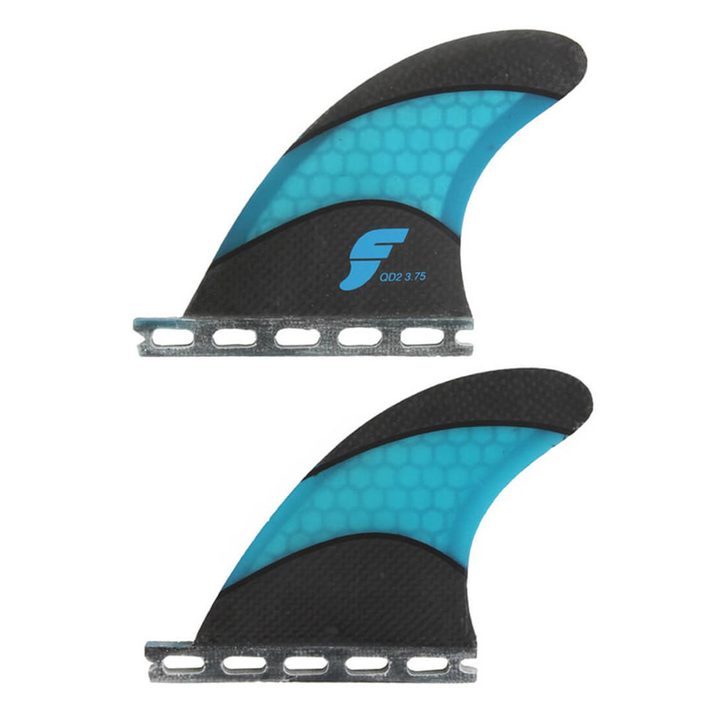 FUTURES QUAD REAR QD2 3.75 Techflex Fin Pair Carbon/Blue - Small