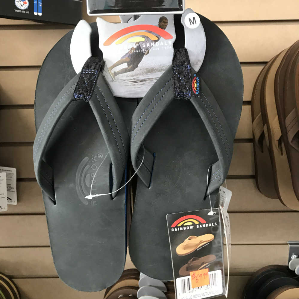 Flip Flops Rainbow Sandals Men's Premier Leather Single Layer