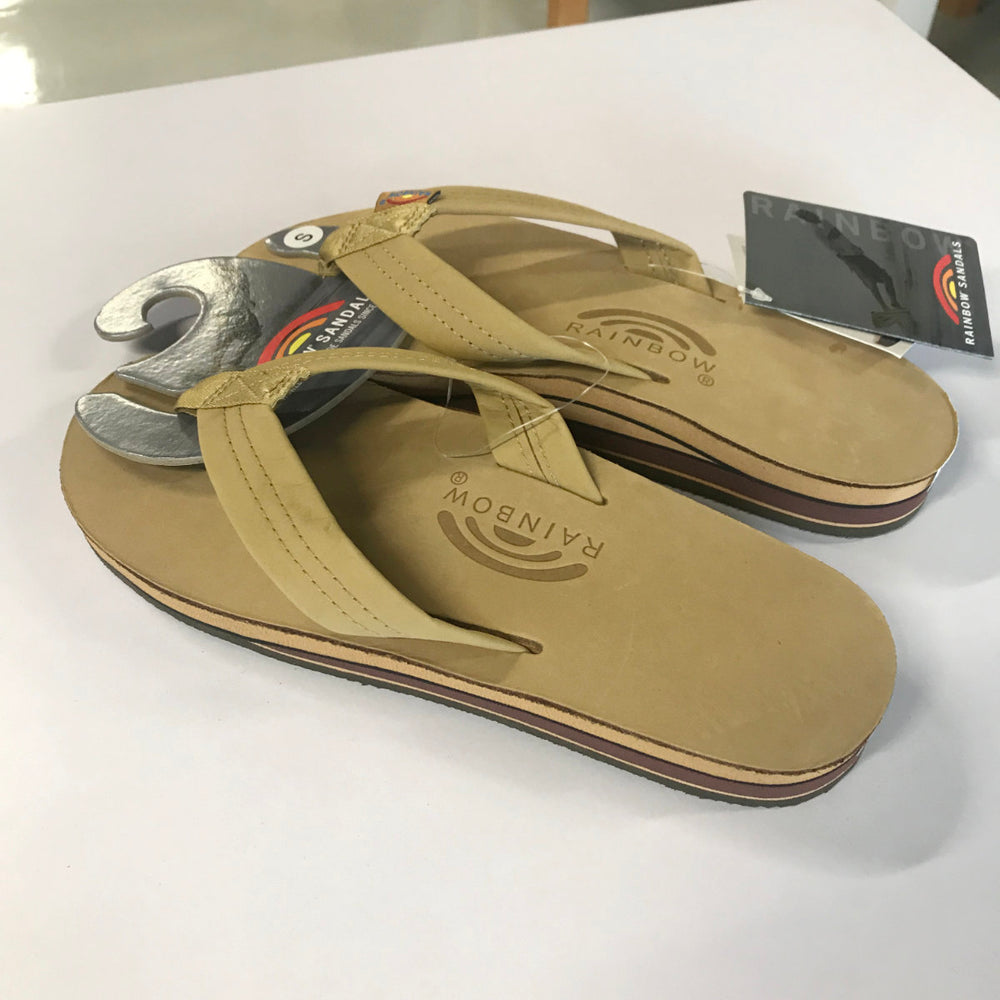 thumbnail interactive-video image 1 of Rainbow Men's Double Layer Leather Sandals - Wide Strap, Arch Support, Slip-On Comfort 1 of 4