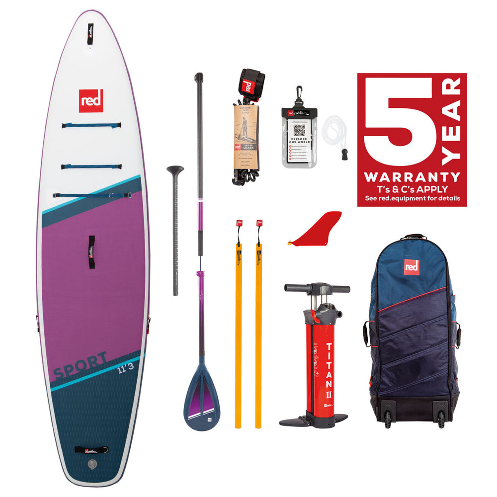 
                  
                    Red Paddle Co. 11'3 Sport Package Purple 2022 - FREE Shipping 🛻
                  
                
