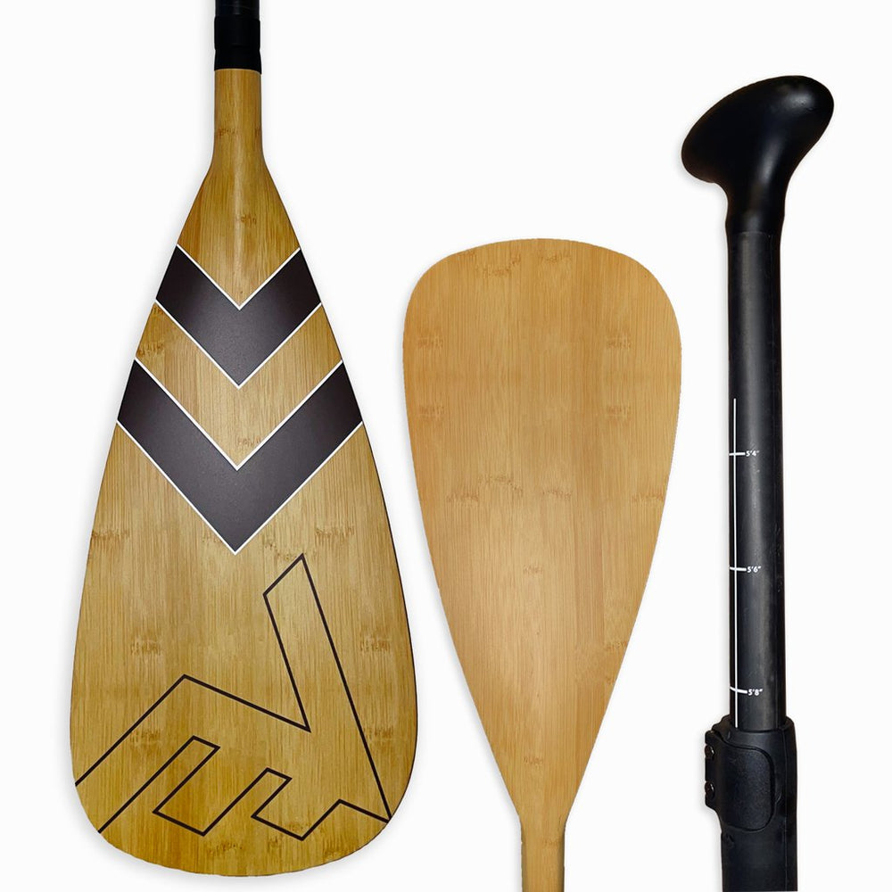 SUP paddles - Vamo Carbon-Fiberglass Adjustable Paddle With ABS Edge - Bamboo BROWN
