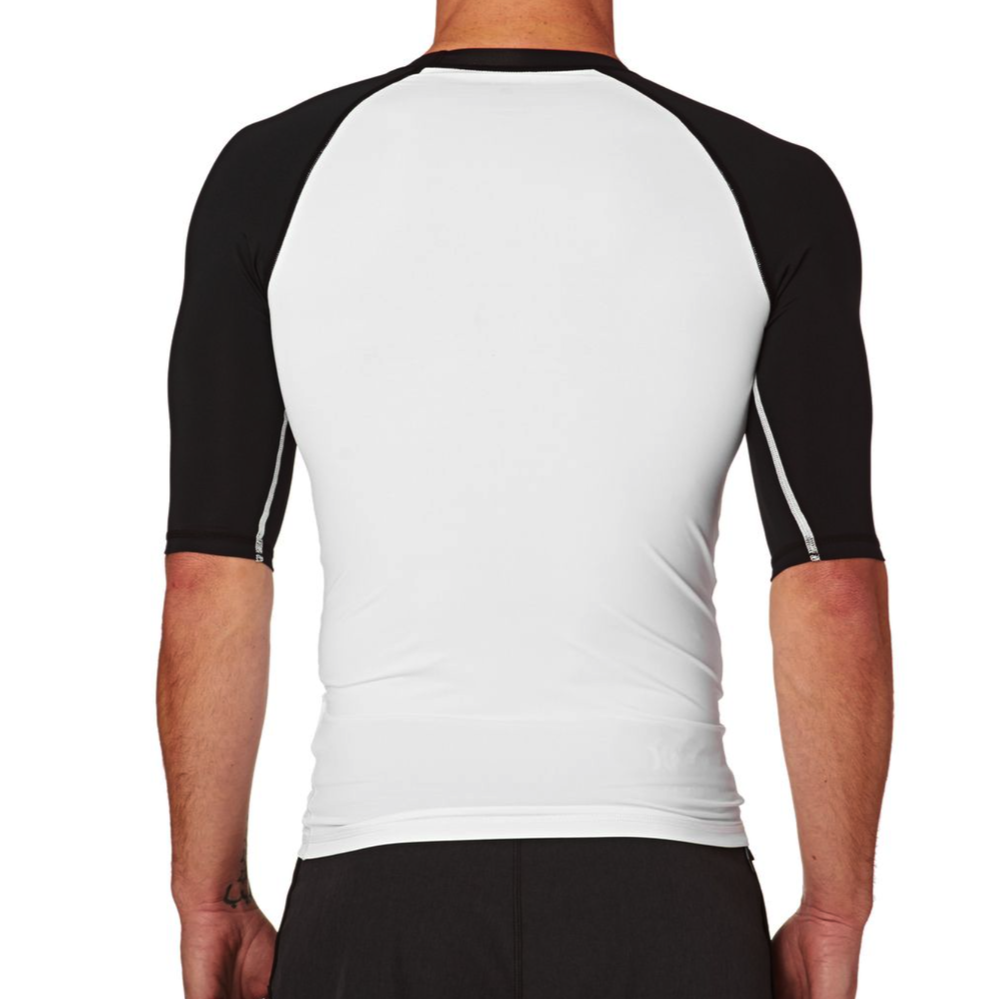 Mens Rashies Hurley One & Only Short Sleeve Rash Vest Black/White ...