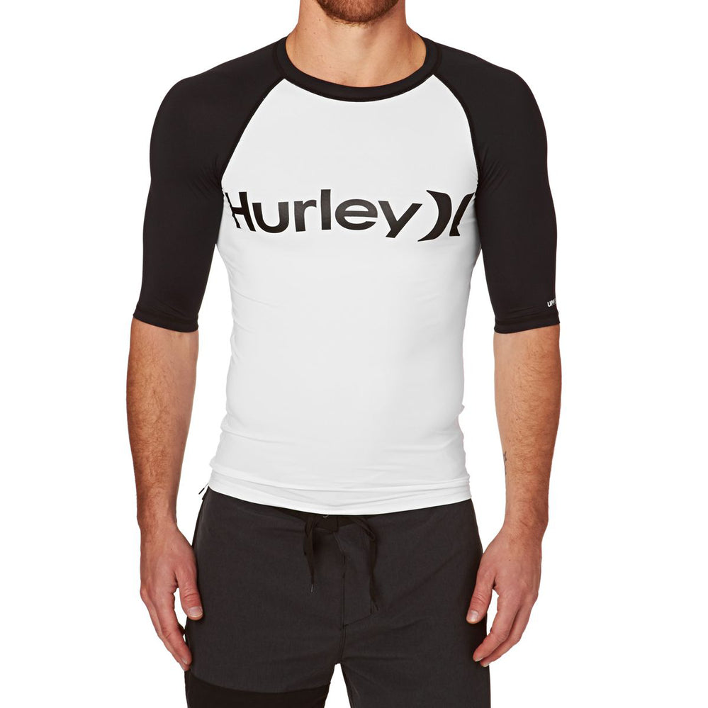 Mens Rashies Hurley One & Only Short Sleeve Rash Vest Black/White